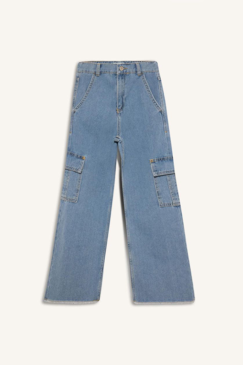Girls & Teens Light Blue Girl Wide Leg Cargo Jeans