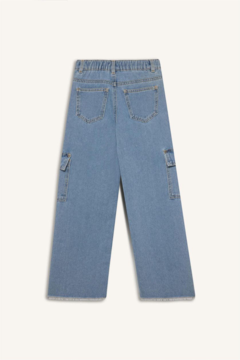 Girls & Teens Light Blue Girl Wide Leg Cargo Jeans