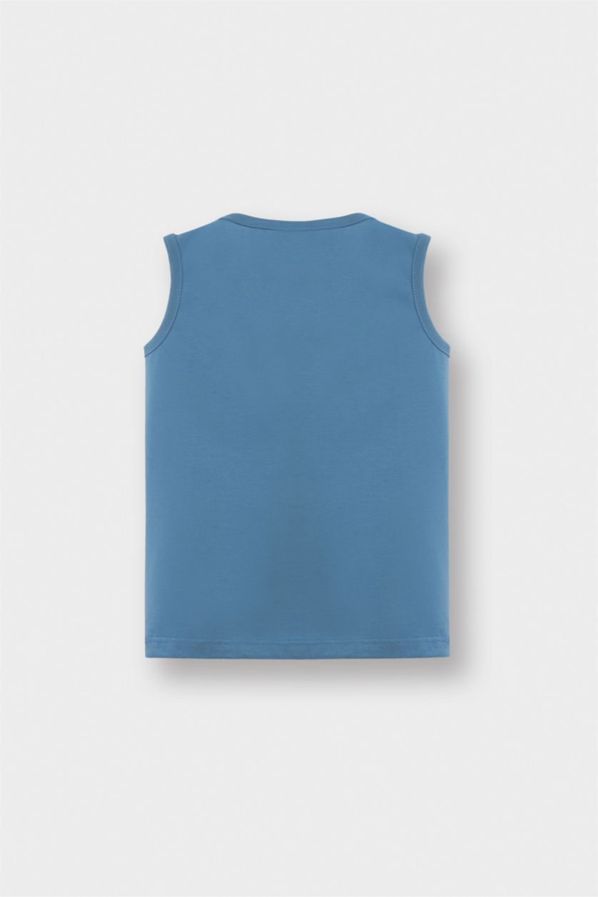 Erkek Bebek Turuncu Bisiklet Yaka Baskılı 2'li Atlet Erkek Bebek