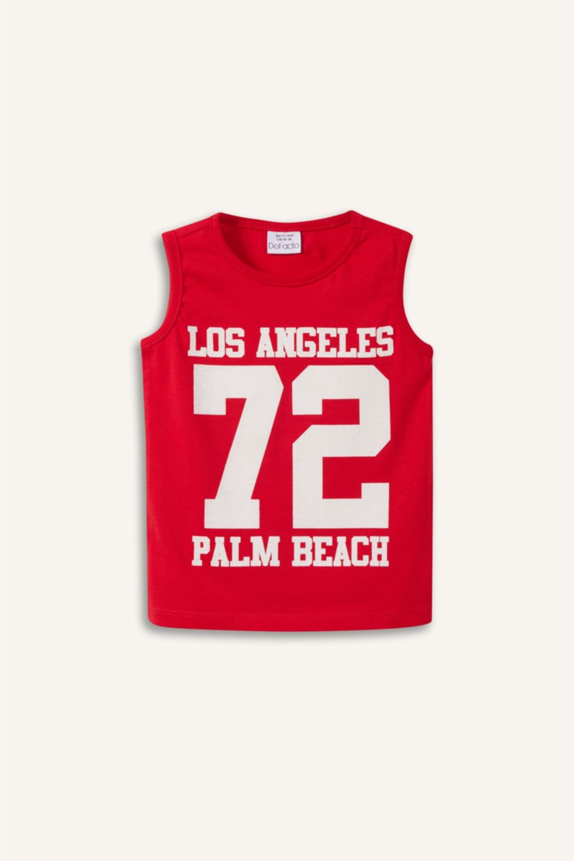 Erkek Bebek Kırmızı Bisiklet Yaka Baskılı Atlet Erkek Bebek