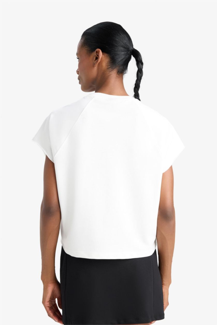 Әйелдерге экру DeFactoFit спортивная футболка с короткими рукавами и круглым вырезом NBA New York Knicks