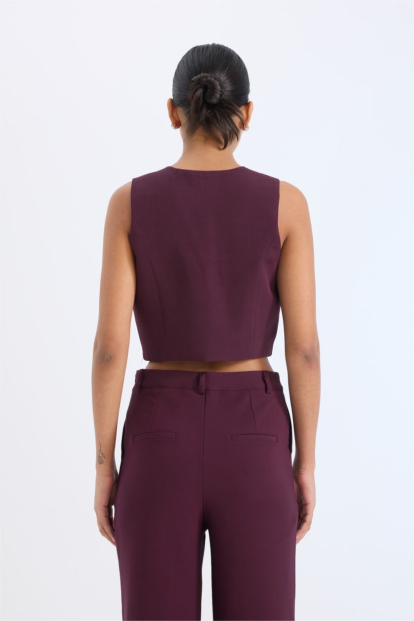 نساء خمري جيلي بليزر قصة عادية برقبة V