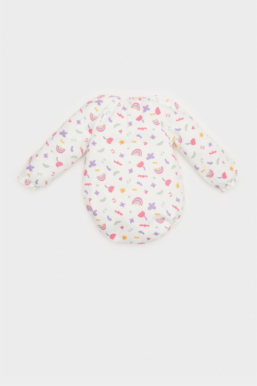 طفلة صغيرة بيج فاتح اوفر بناتي ردن طويل وافل قصة عادية بطبعة قوس قزح