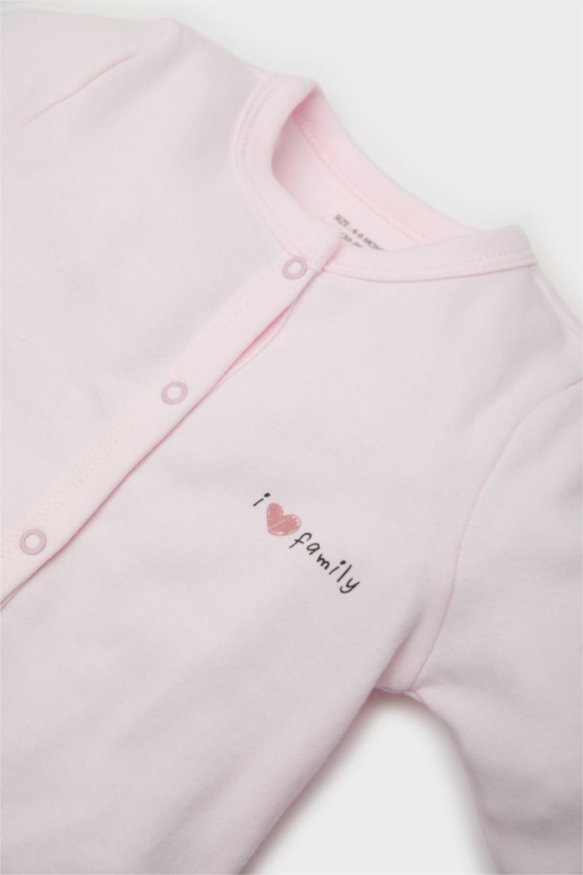 BABY GIRL Light Pink Baby Girl Patterned T-Shirt Body Bottom Beanie 4 Piece Set