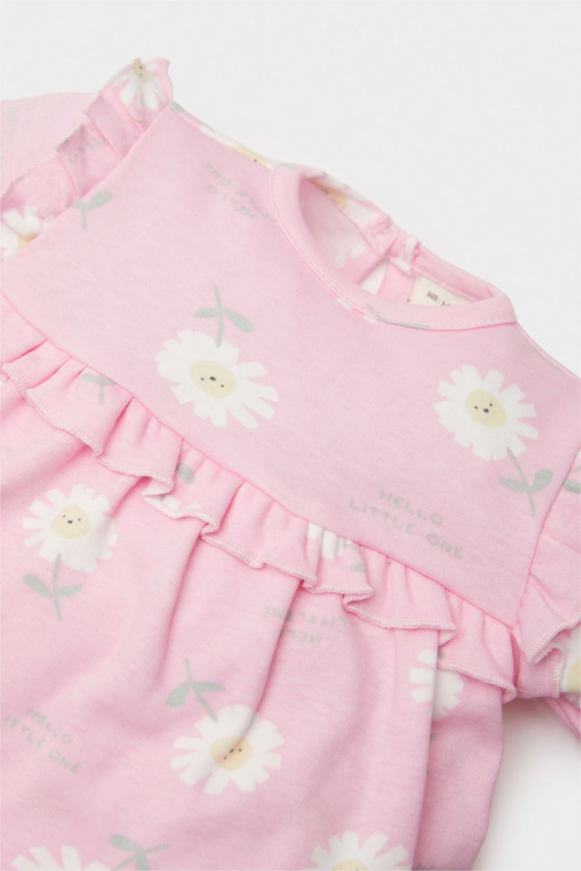 BÉBÉ FILLE Rose Clair Ensemble de Robe fleurie à manches longues avec chaussettes pour bébé fille