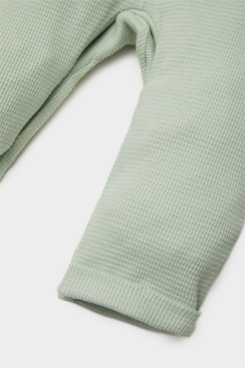 Erkek Bebek Mint Erkek Bebek 2'li Takım Araç Baskılı Waffle Uzun Kollu Tişört Salopet