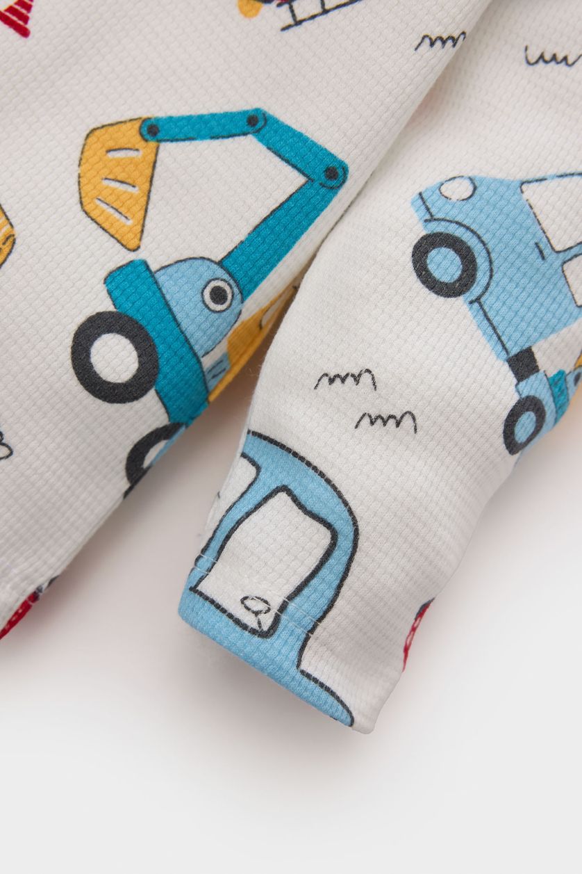 مولود ذكر بيج فاتح بودي أولاد  كم طويل مطبوع برقبة مستديرة من قطعتين