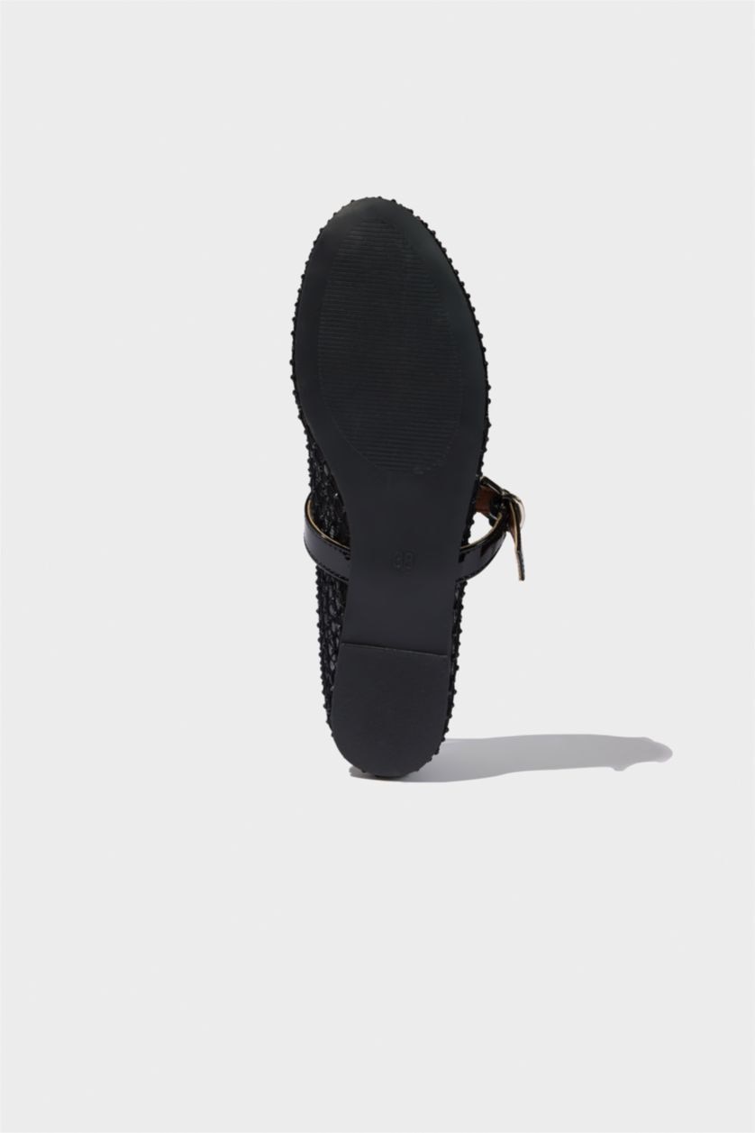 Woman Black Woman Stones Ballerina Flat Shoes