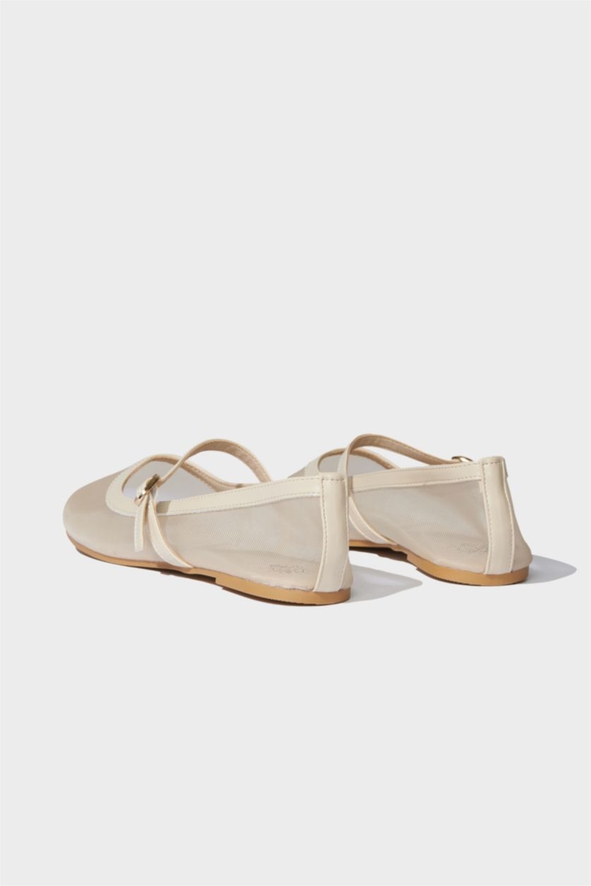 Kadın Bej Kadın Tek Bantlı Düz Taban Babet