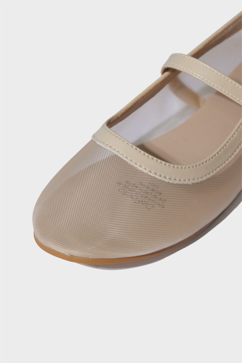 Kadın Bej Kadın Tek Bantlı Düz Taban Babet