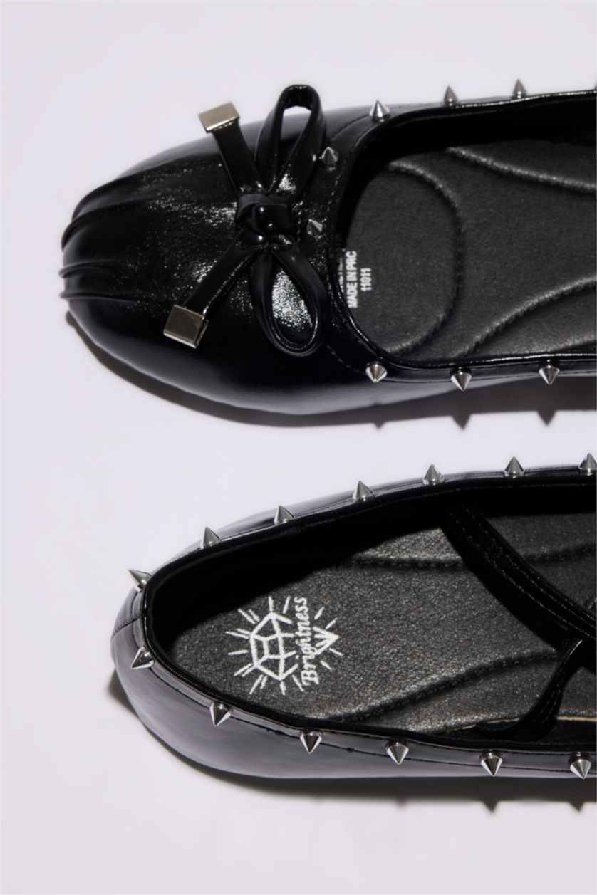 حريمي أسود شوز فلات حريمي أسود جلد صناعي بكعب مسطح