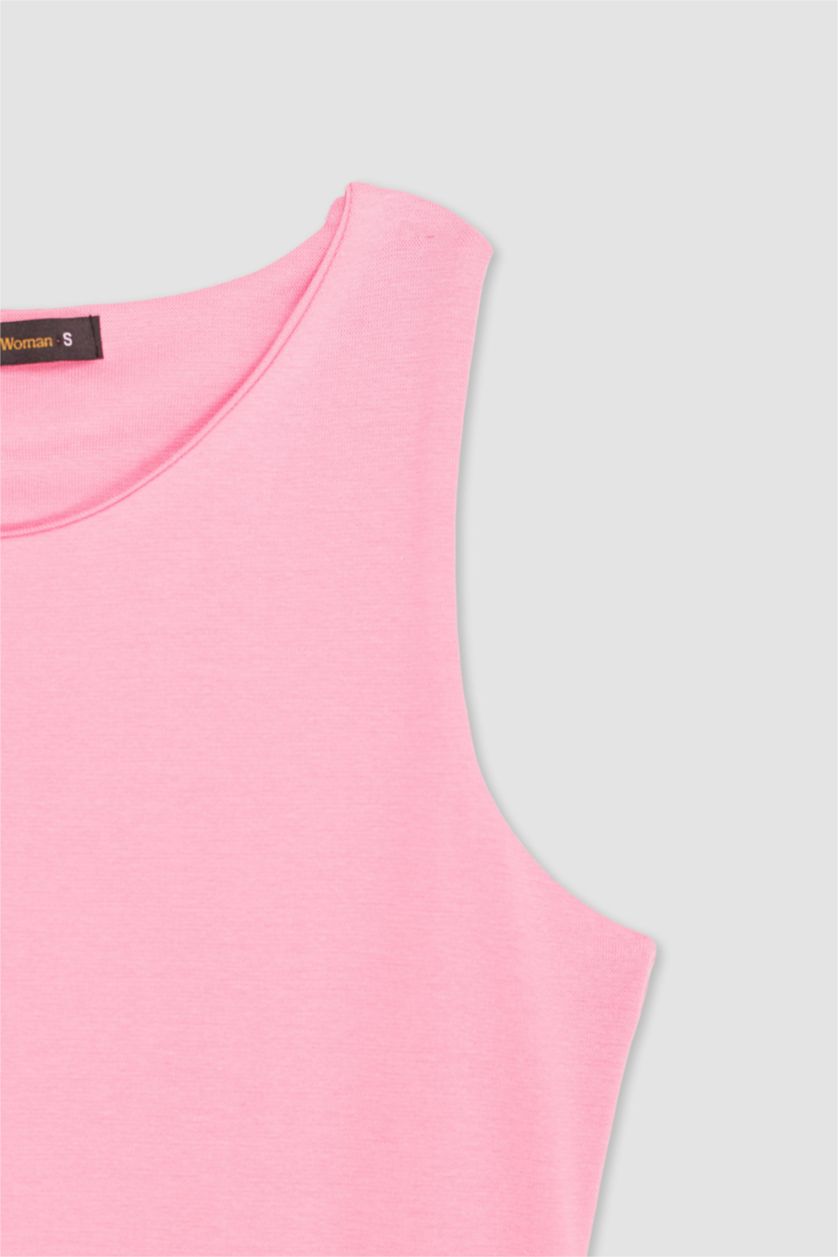 WOMAN Pink Bodycon Crew Neck Camisole Maxi Dress