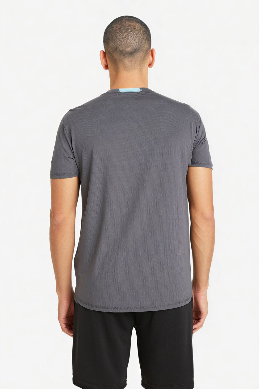 Erkek Antrasit Standart Fit Bisiklet Yaka Sporcu Kısa Kollu Tişört