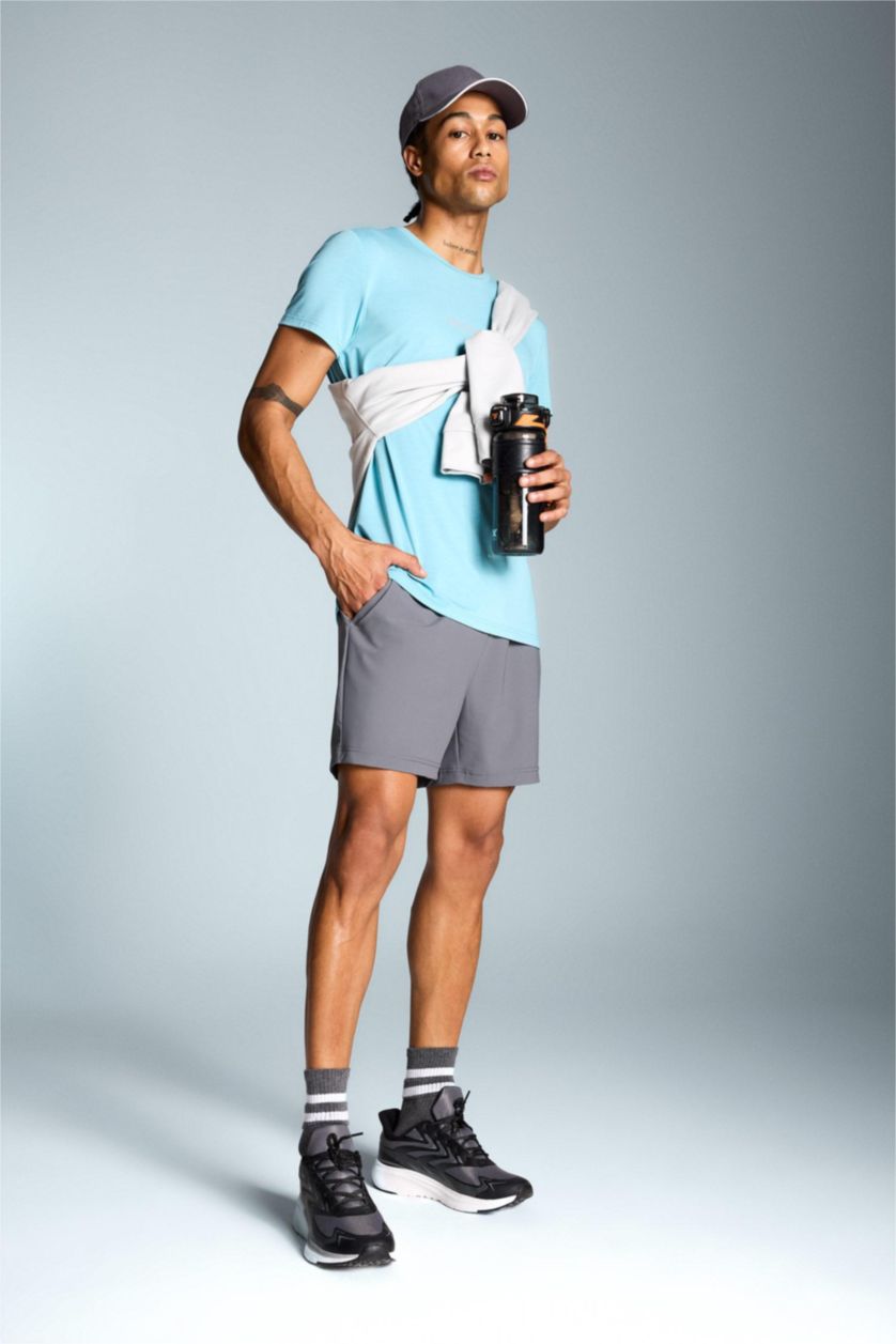 رجال أنثرا شورت رياضي قصة عادية مطبوع بسحاب من DeFactoFit