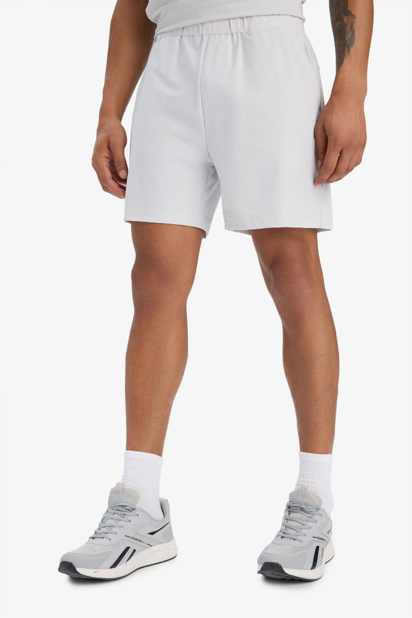 Man Light Grey DeFactoFit Standard Fit Sports Shorts