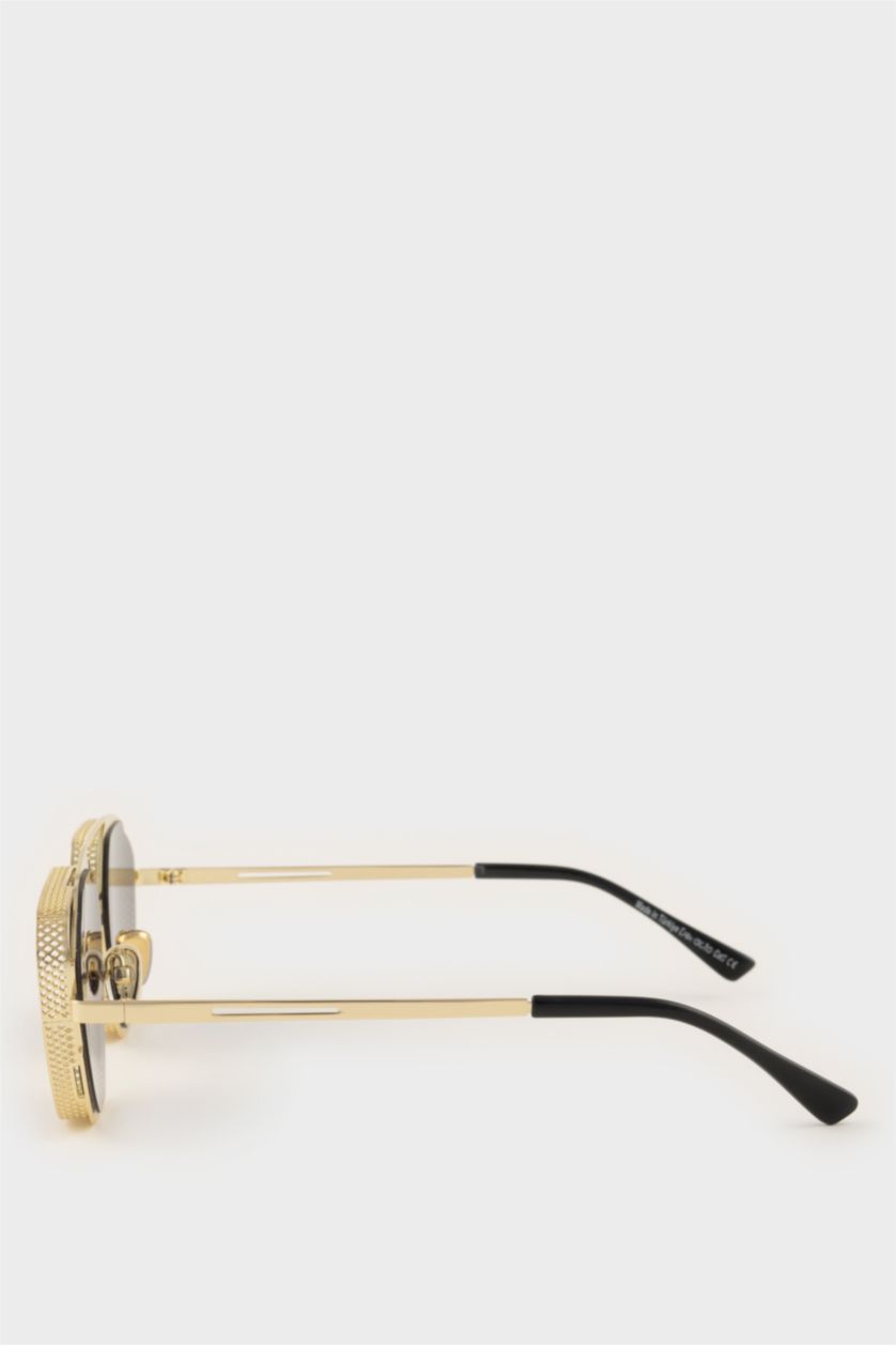 Kadın Altın Kadın Oval Metal Güneş Gözlüğü