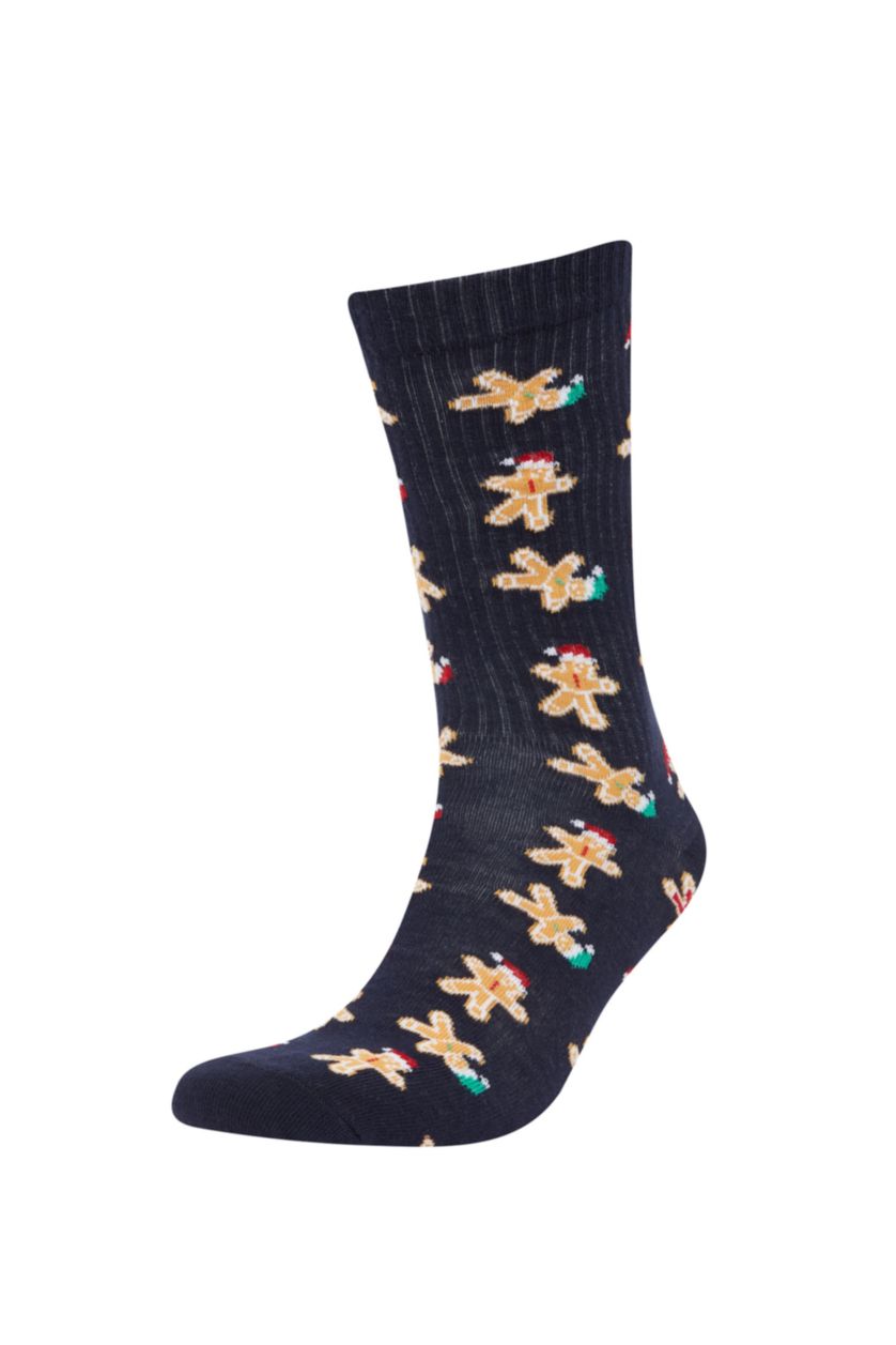Erkek Karma Erkek Yılbaşı Temalı Yeni Yıl Baskılı 2'li Pamuklu Uzun Çorap