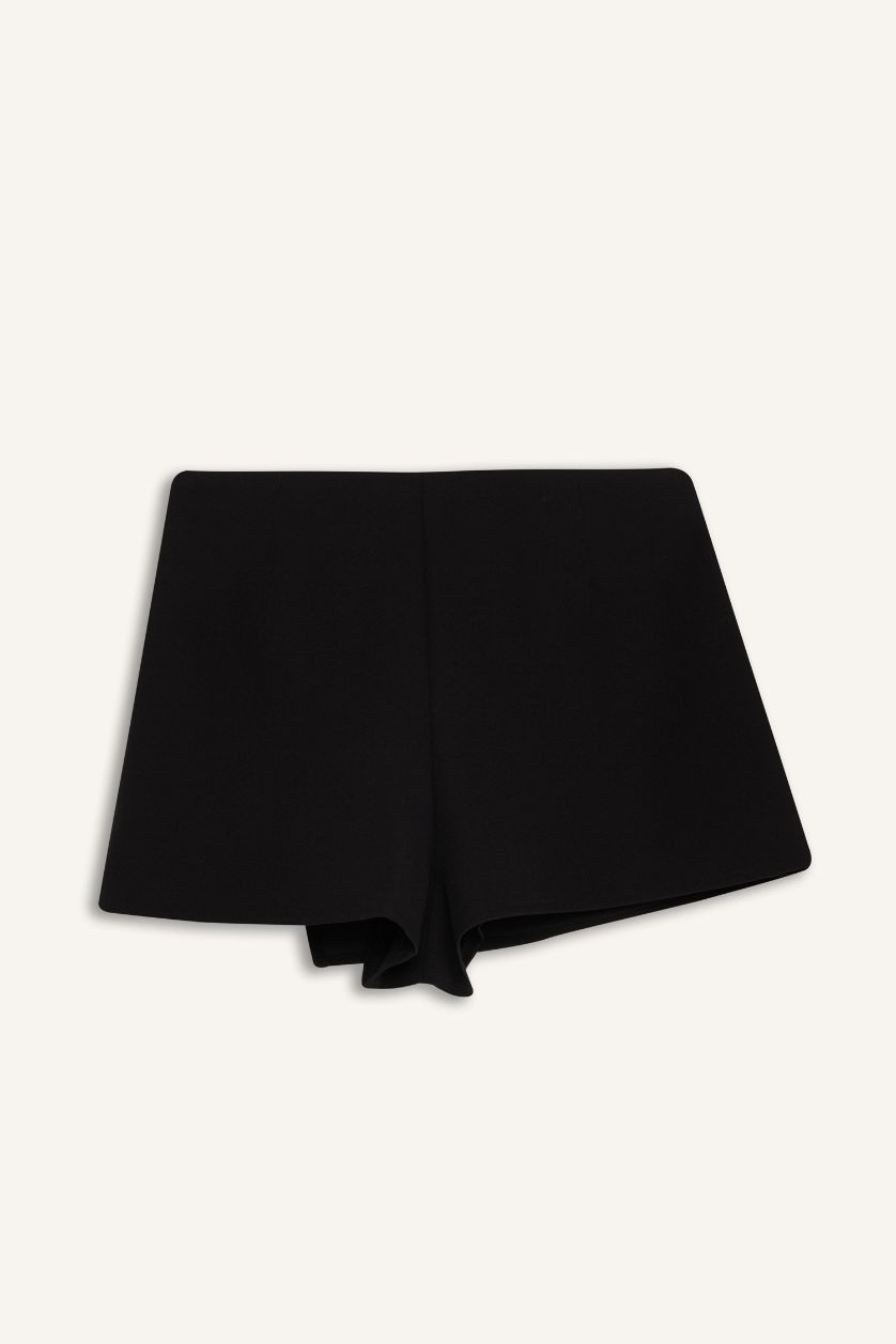 Kadın Siyah Normal Bel Basic Düz Siyah Şort Etek