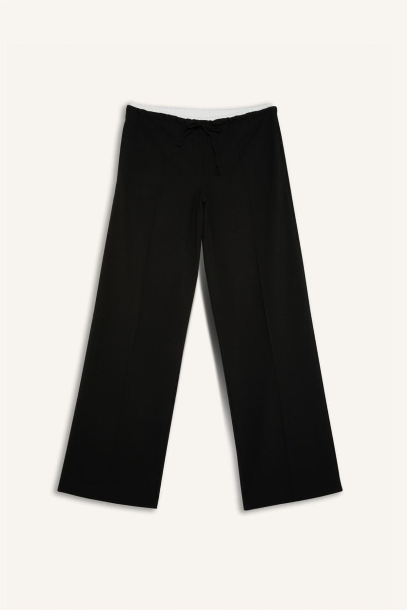 WOMAN Black Wide Leg Regular Waist Darted Trousers