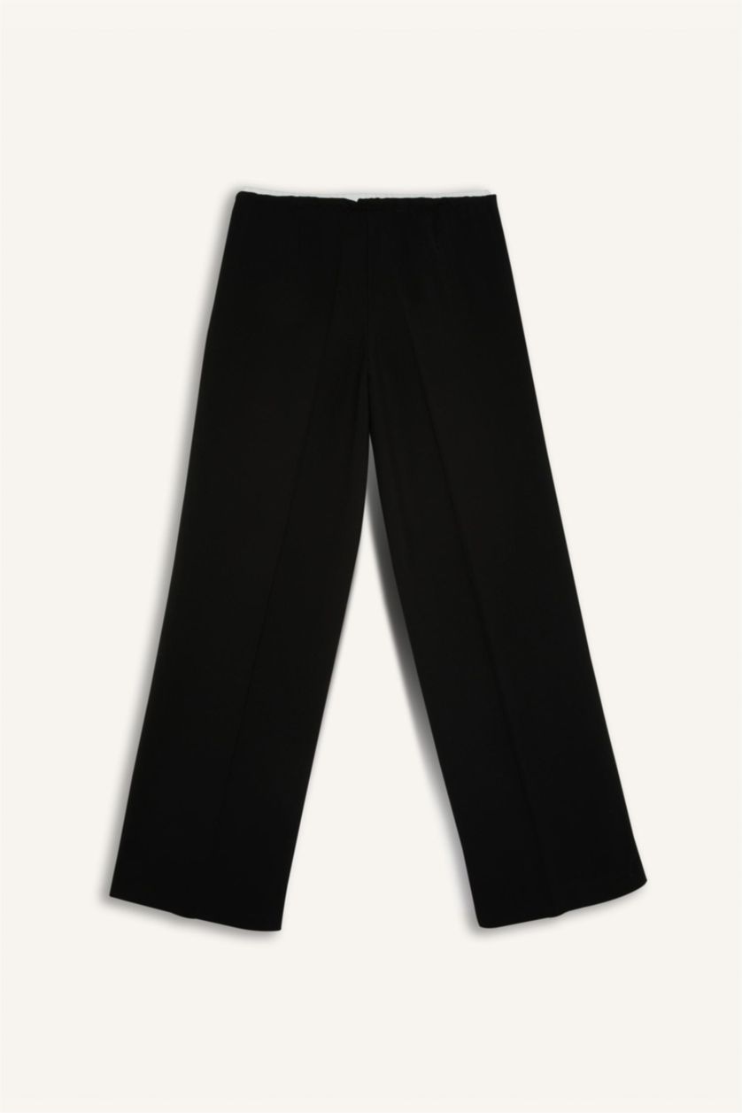 WOMAN Black Wide Leg Regular Waist Darted Trousers