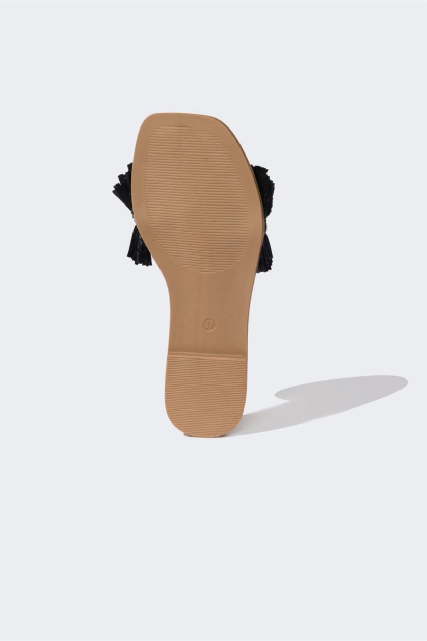 نساء أسود شبشب نسائي بكعب مسطح