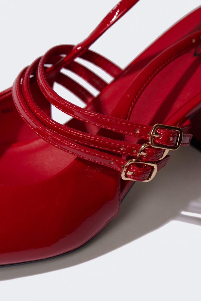 WOMAN Red Woman Faux Leather Heeled Sandals