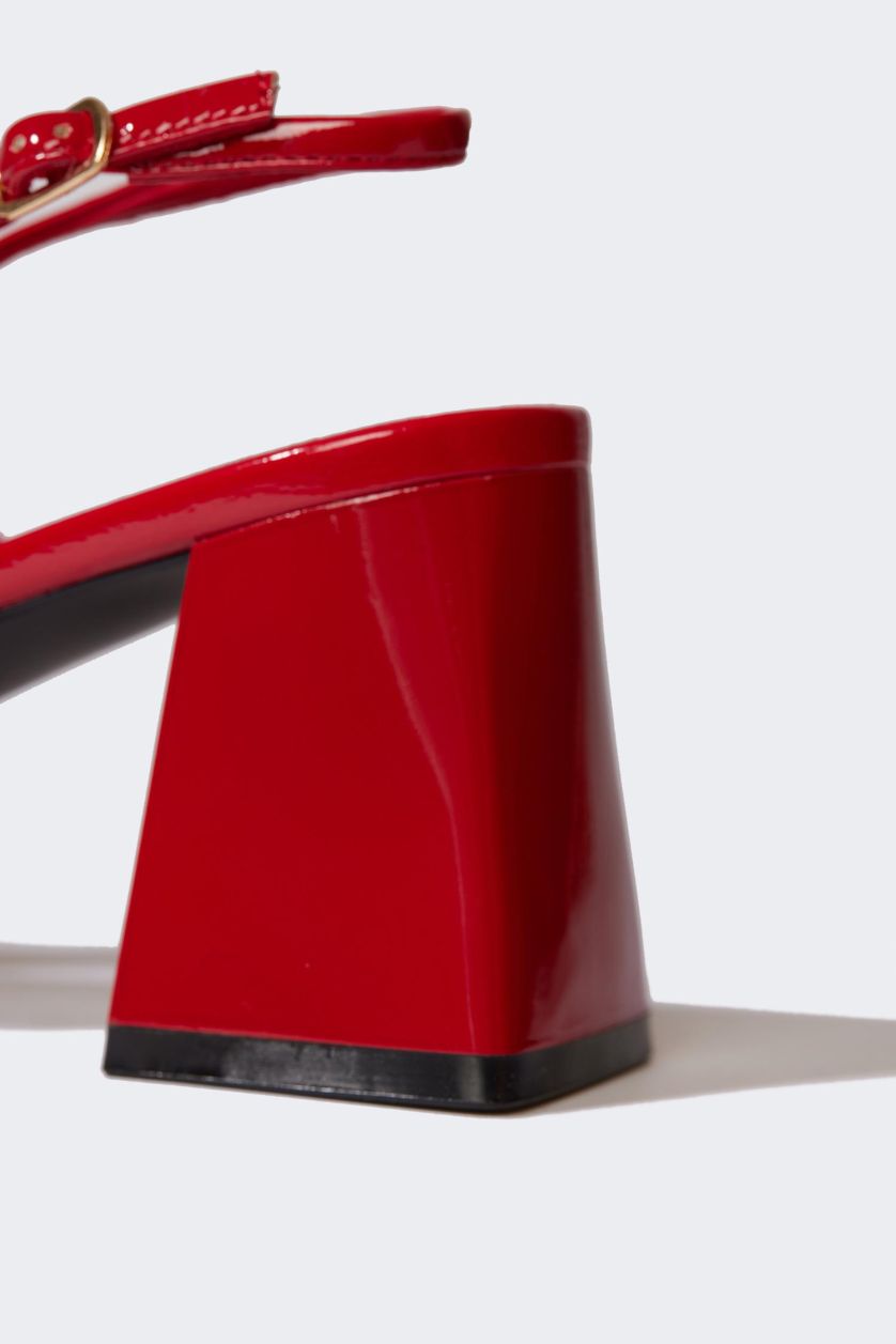 WOMAN Red Woman Faux Leather Heeled Sandals