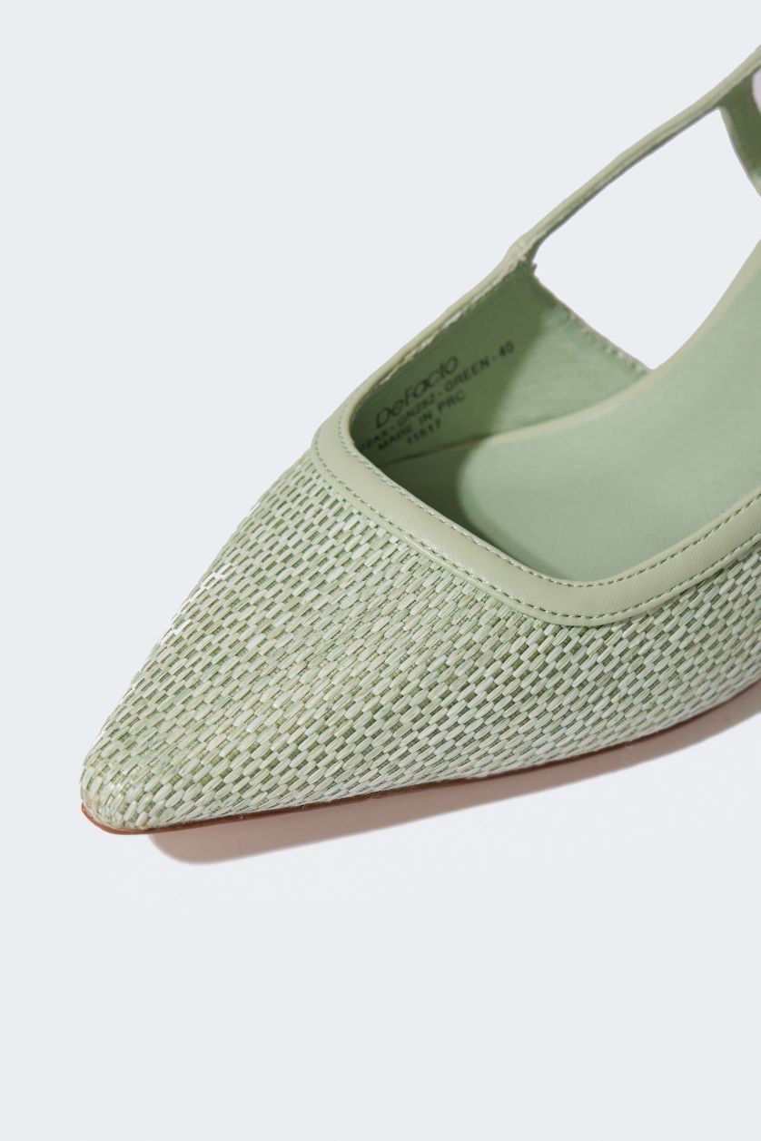 Kadın Yeşil Kadın Bağcıklı Yüksek Taban Suni Deri Topuklu Sandalet