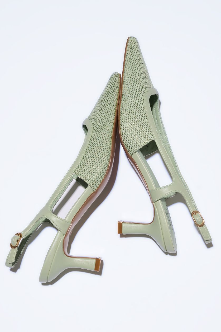 Kadın Yeşil Kadın Bağcıklı Yüksek Taban Suni Deri Topuklu Sandalet