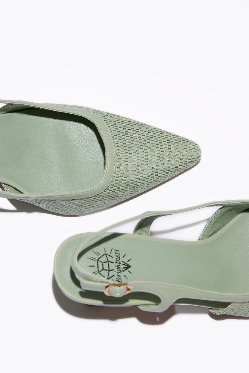 Kadın Yeşil Kadın Bağcıklı Yüksek Taban Suni Deri Topuklu Sandalet