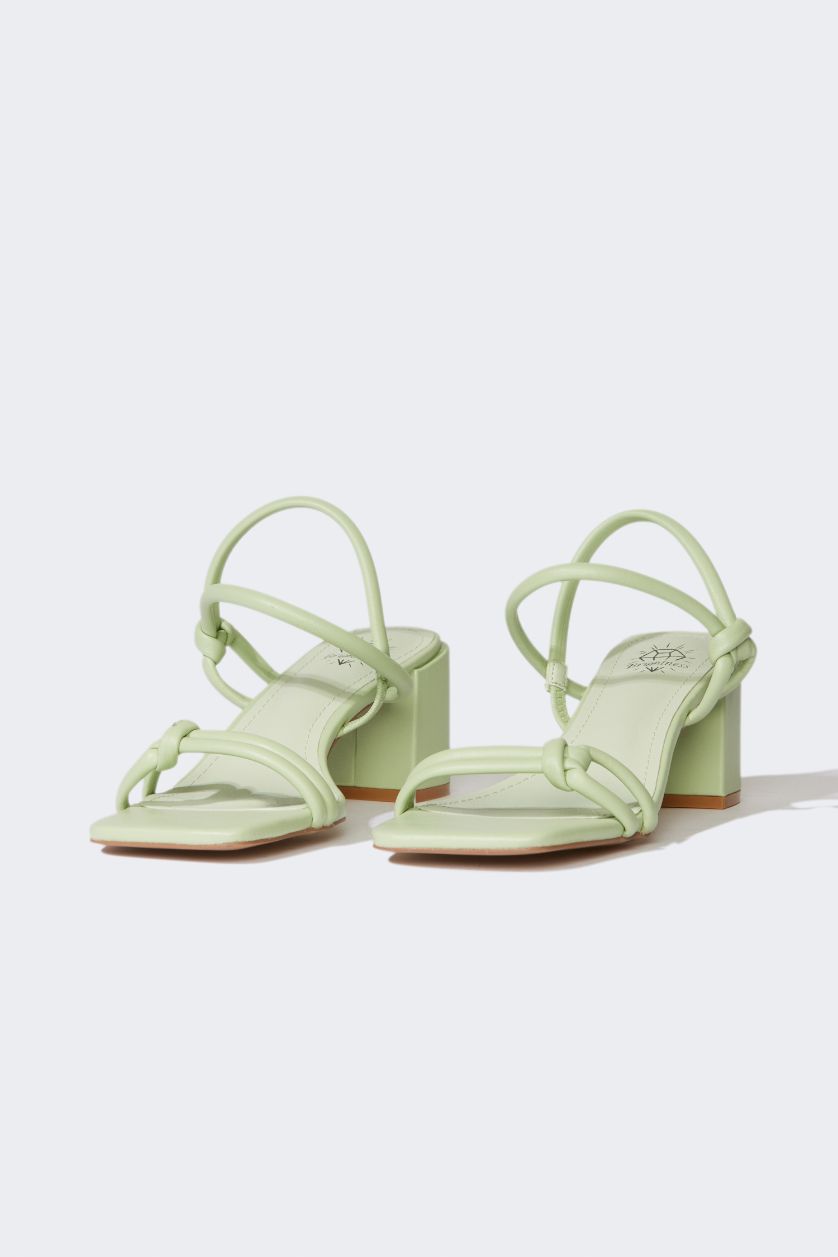 Woman Green Woman Faux Leather Heeled Sandals