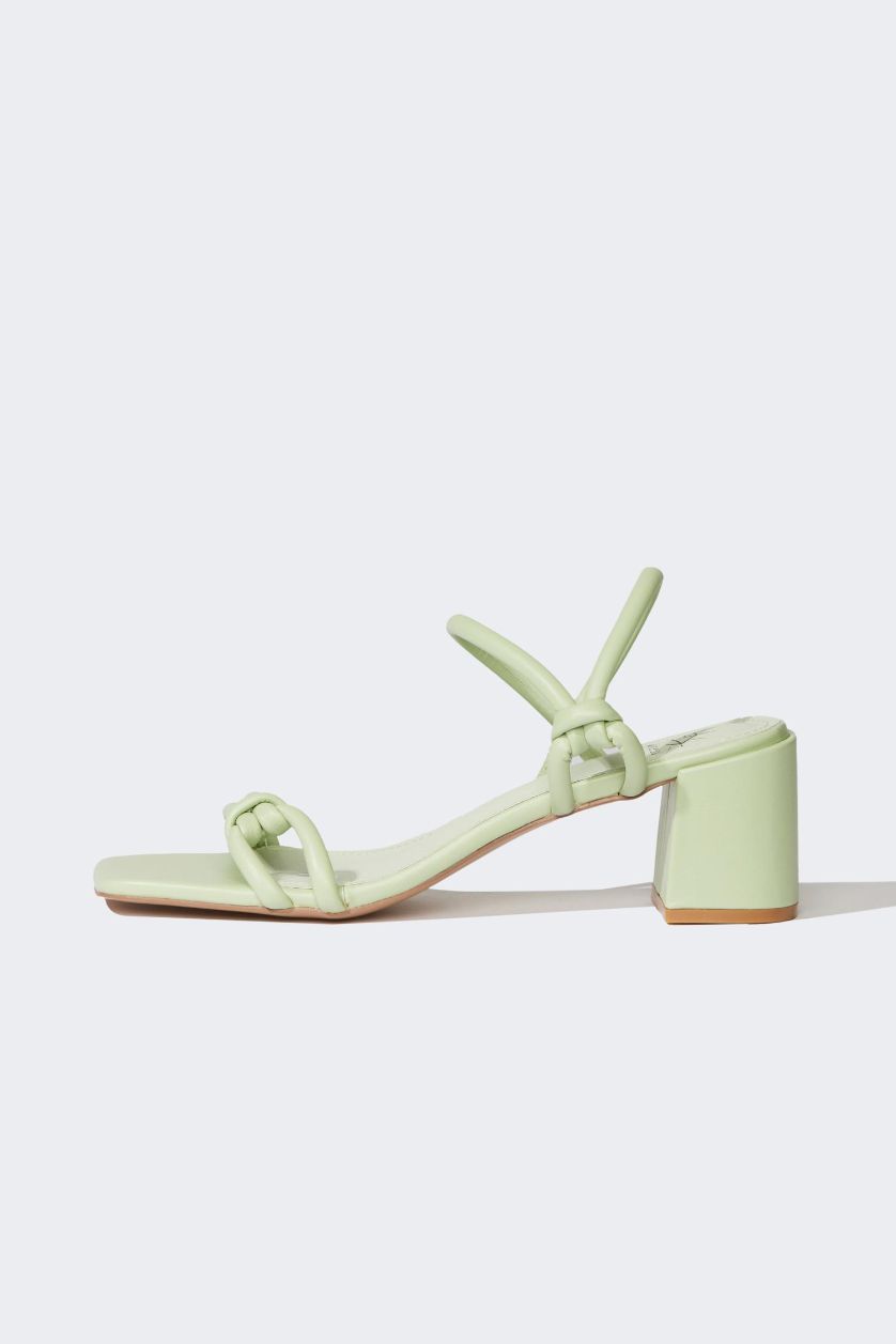 Woman Green Woman Faux Leather Heeled Sandals