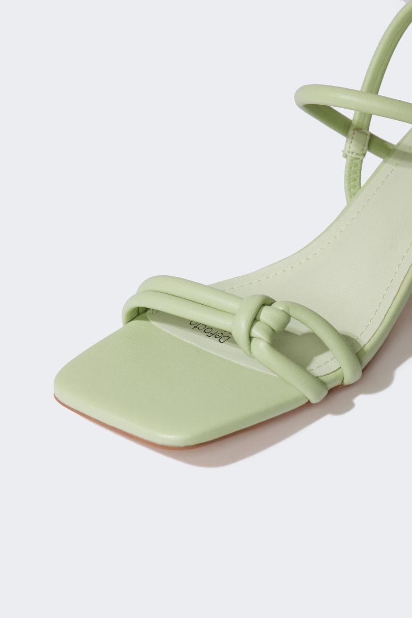 Woman Green Woman Faux Leather Heeled Sandals