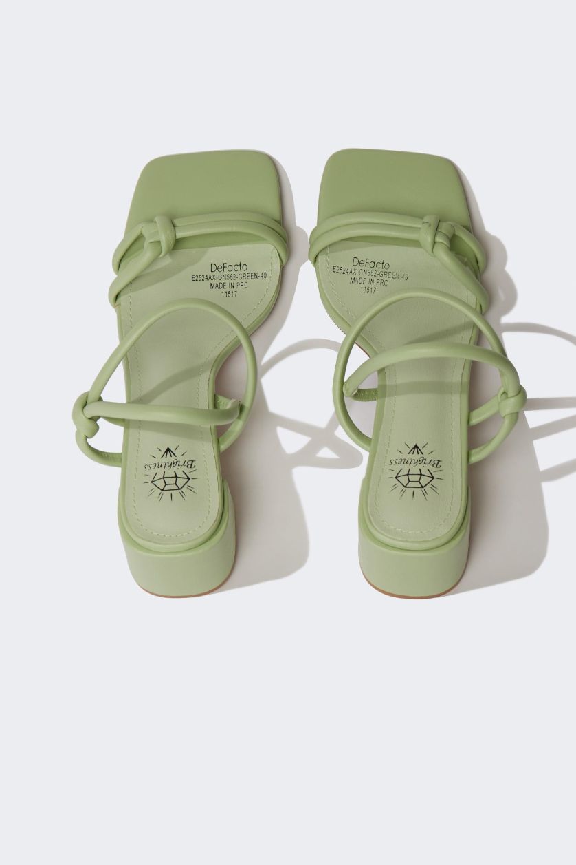 Woman Green Woman Faux Leather Heeled Sandals