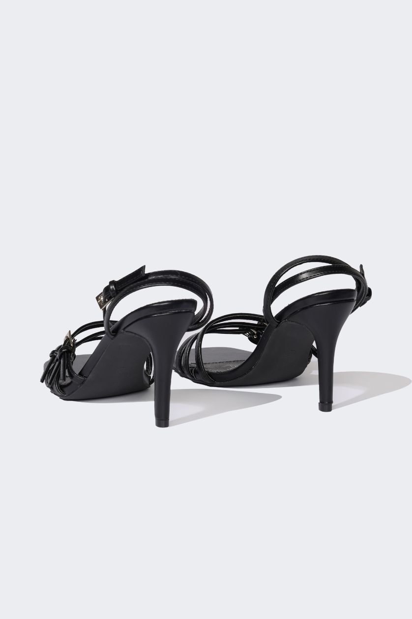 FEMME Noir Sandales à talons en similicuir pour femme