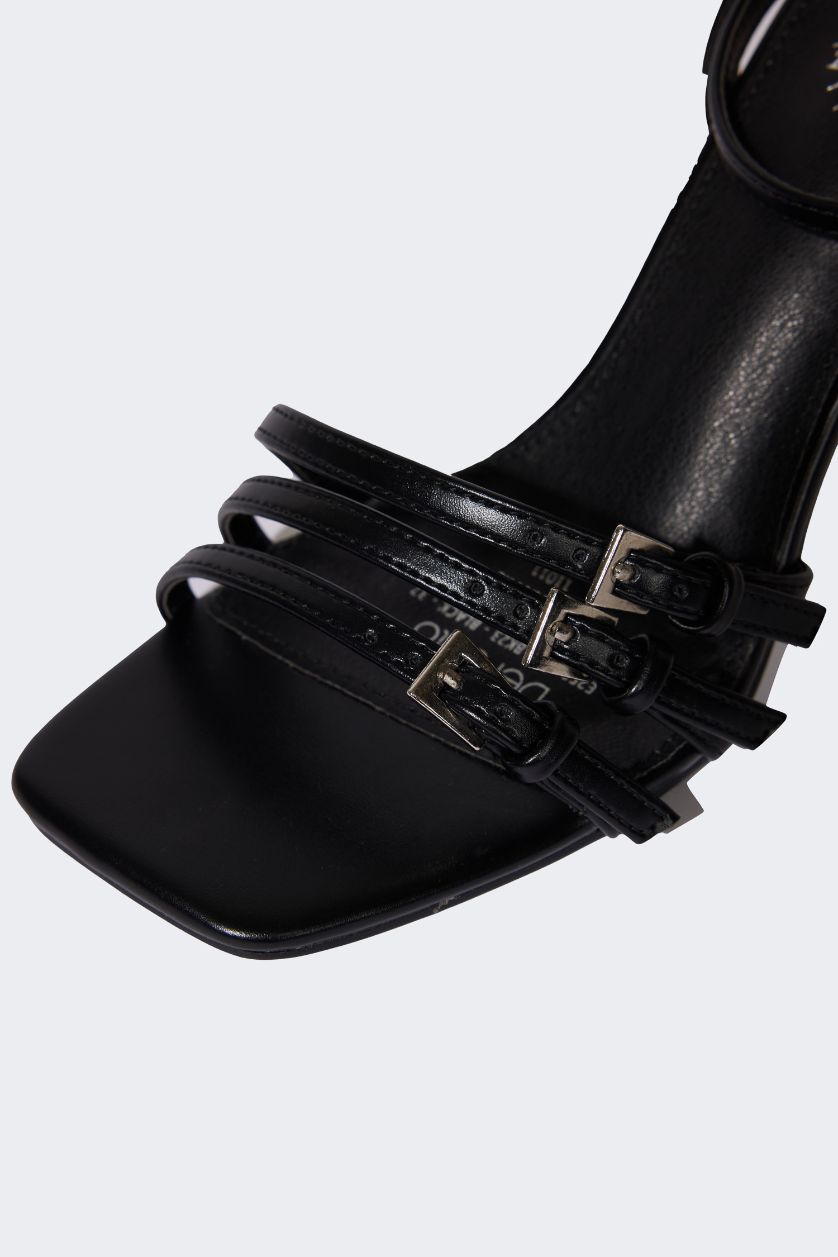 FEMME Noir Sandales à talons en similicuir pour femme