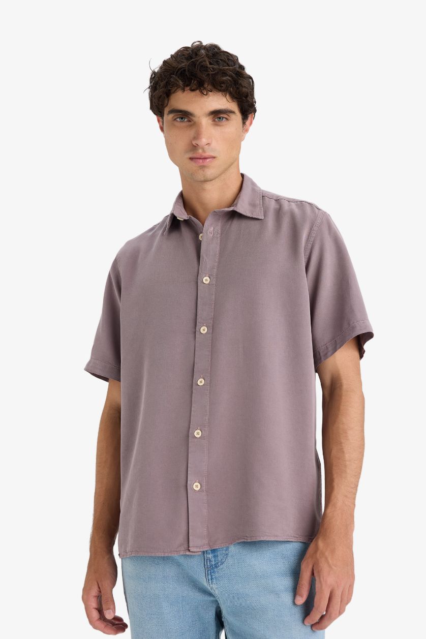 Man Grey Regular Fit Short Sleeve Shirt