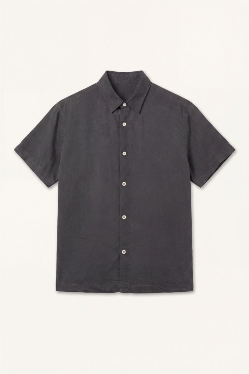 Men Anthracite Regular Fit Sensual Short Sleeve Shirt