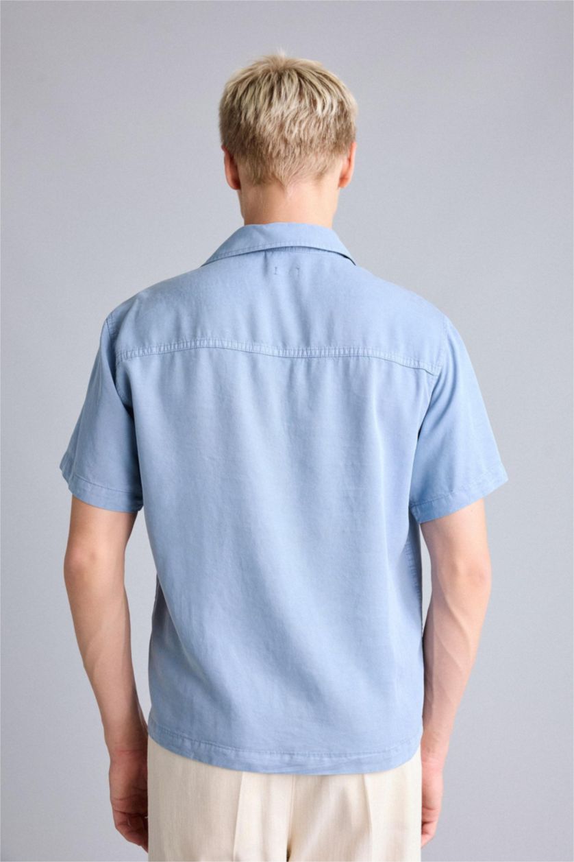 MAN Blue Regular Fit Sensual Short Sleeve Shirt