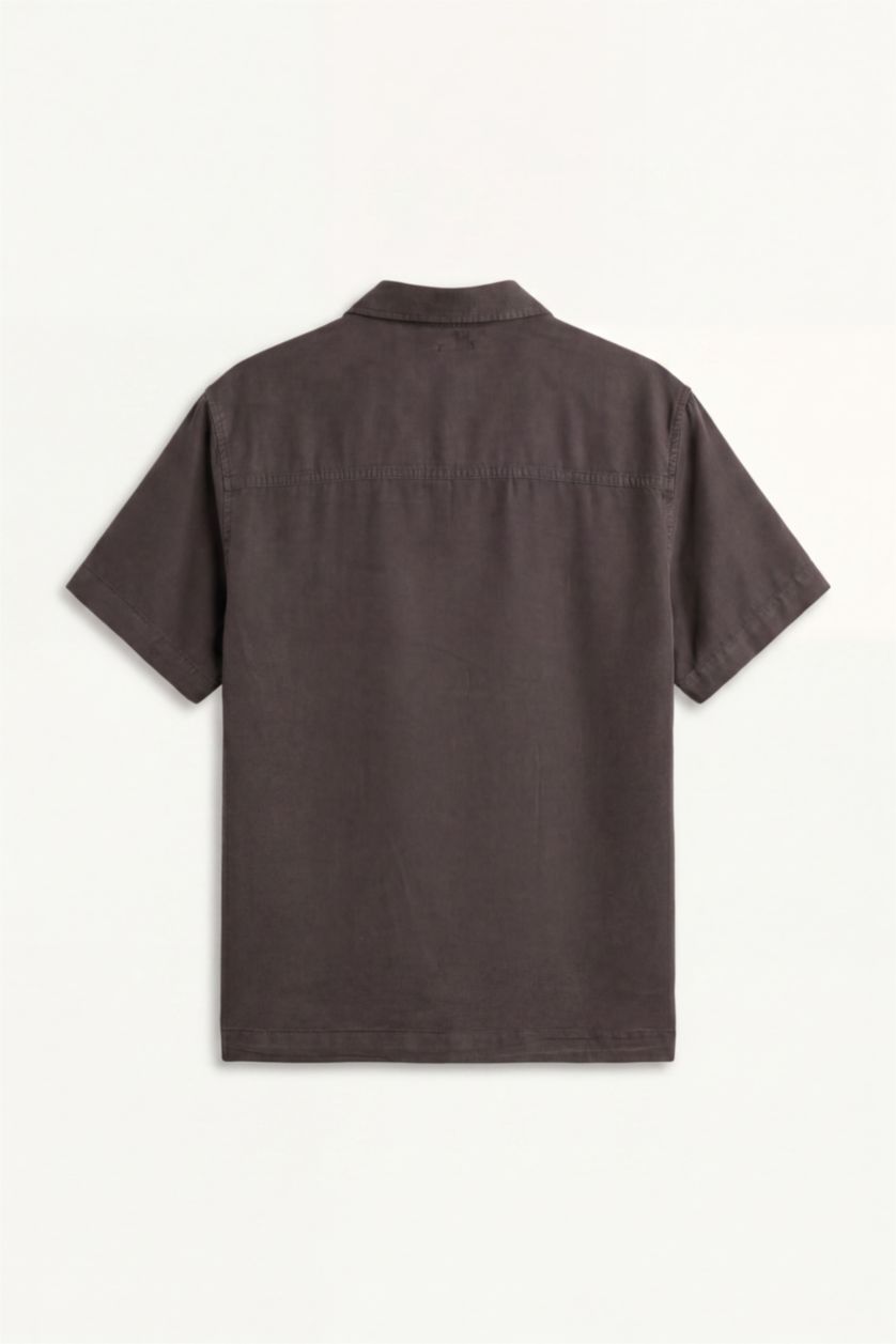 Men Dark Brown Regular Fit Sensual Short Sleeve Shirt