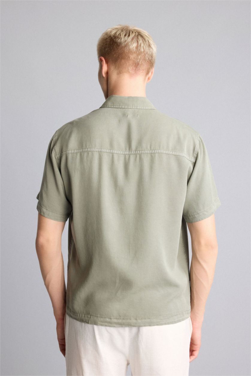 Men Light Khaki Regular Fit Sensual Short Sleeve Shirt
