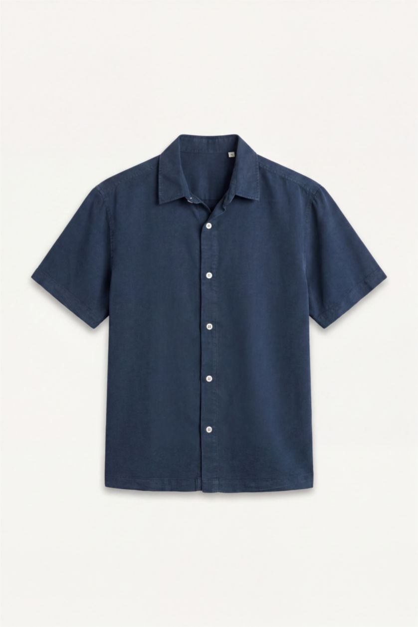 Men NAVY Regular Fit Sensual Short Sleeve Shirt