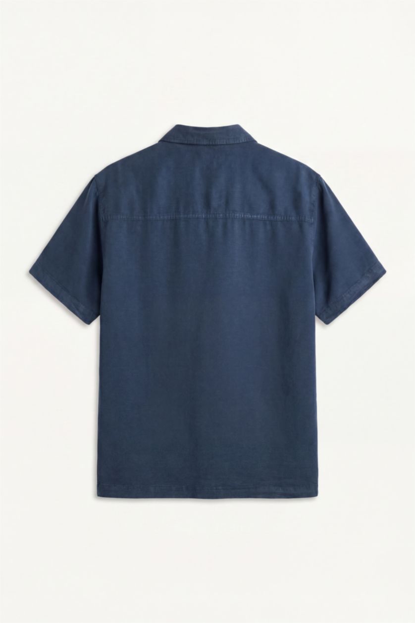 Men NAVY Regular Fit Sensual Short Sleeve Shirt