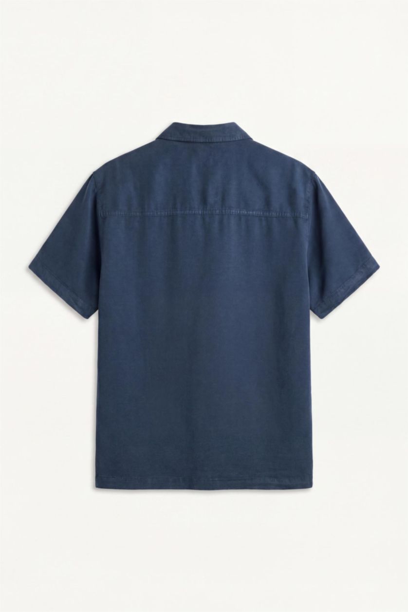 رجال كحلي Regular Fit Sensual Short Sleeve Shirt