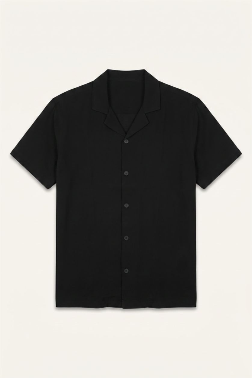 Men Black Regular Fit Short Sleeve Shirt