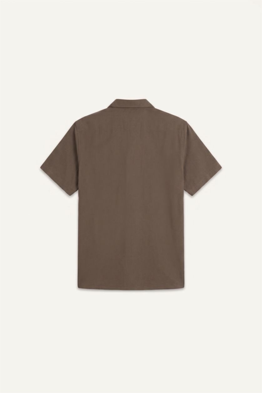 Erkek Haki Regular Fit Kısa Kollu Gömlek