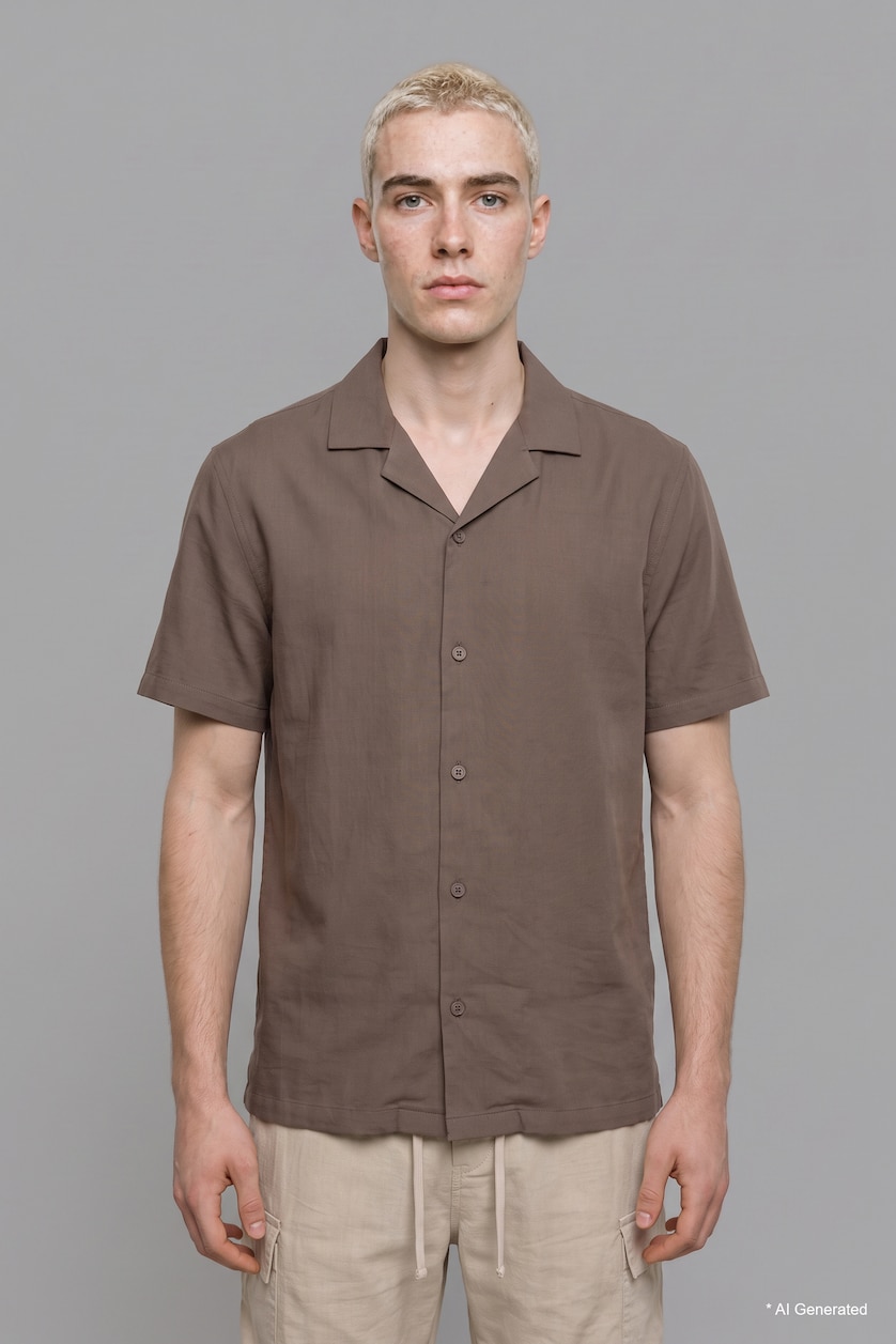رجال كاكي Regular Fit Short Sleeve Shirt