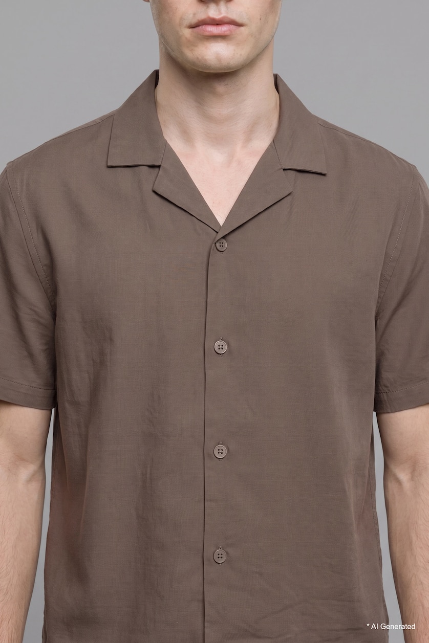 رجال كاكي Regular Fit Short Sleeve Shirt