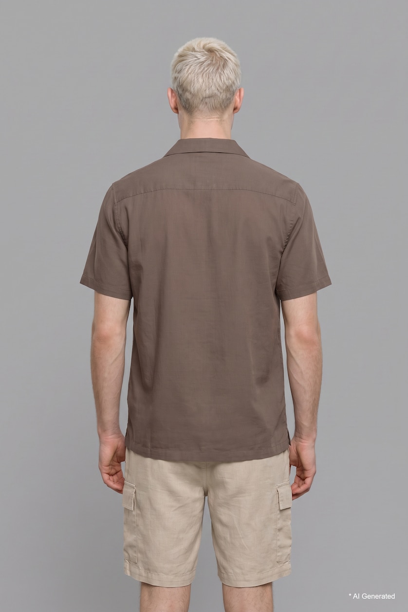 رجال كاكي Regular Fit Short Sleeve Shirt