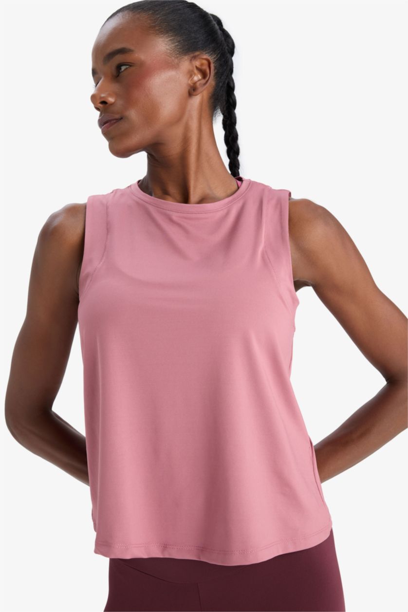 Woman Bordeaux DeFactoFit Regular Fit Crew Neck Sports Tank Top